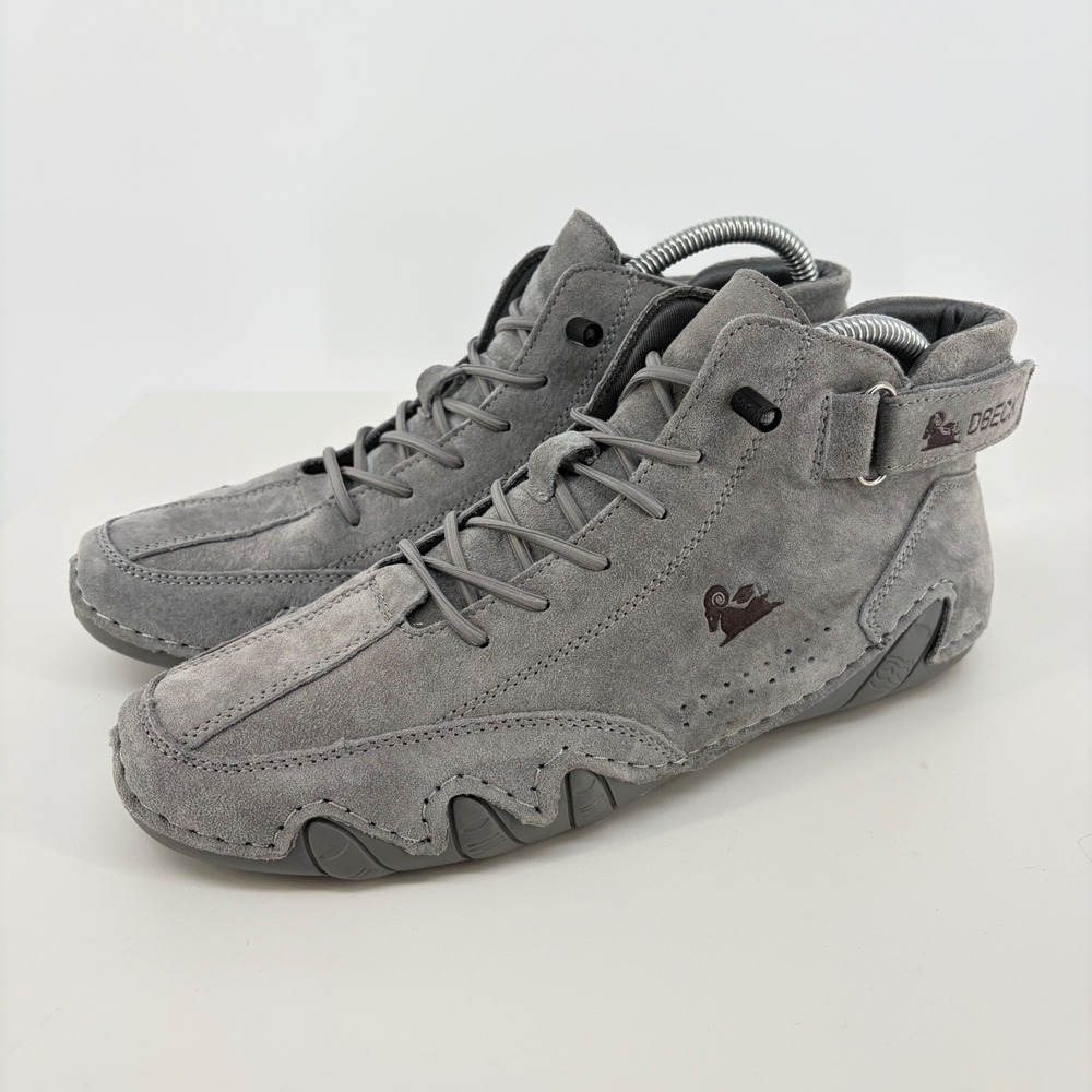 DBECK‎ Waterproof Hiking Shoe Unisex Mens 6.5 Womens 8 Grey Suede Gorpcore Trail